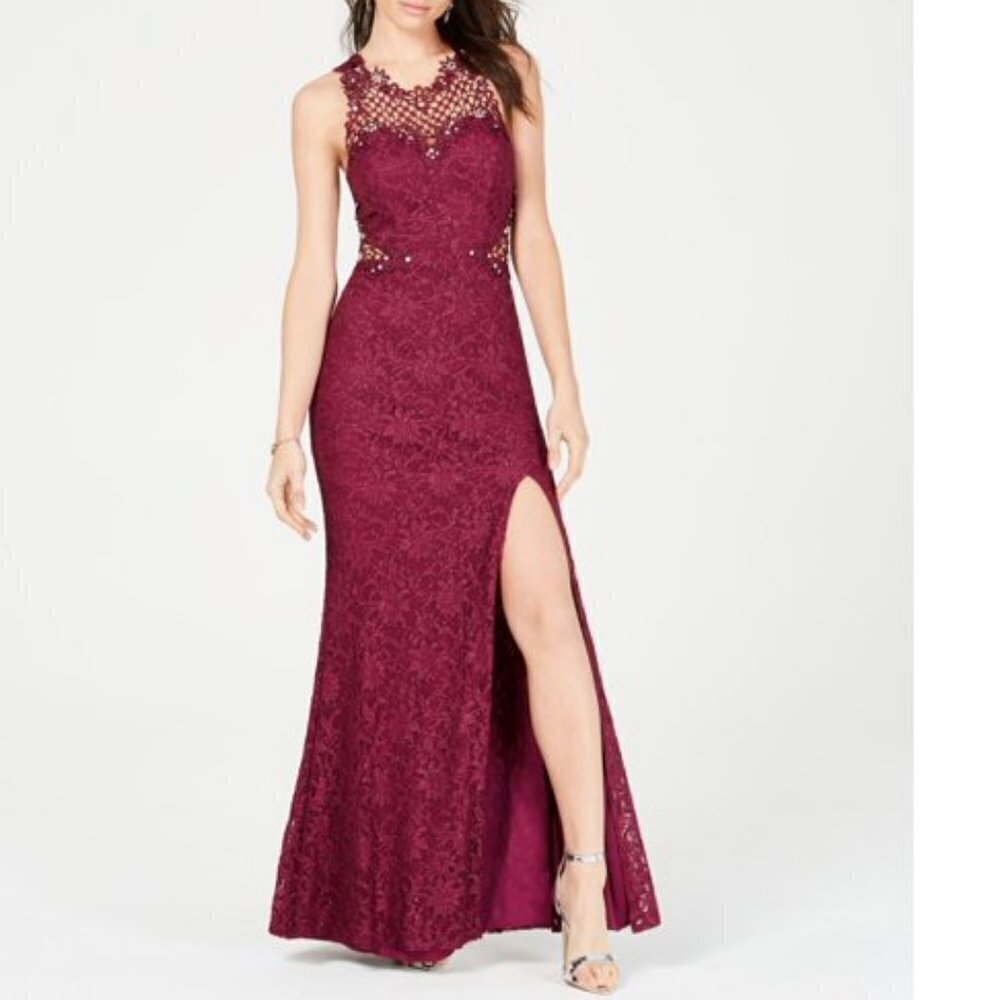 City Studio Junior Womens Formal Evening Party Prom Long Maxi Slit Dress, 11 Jr